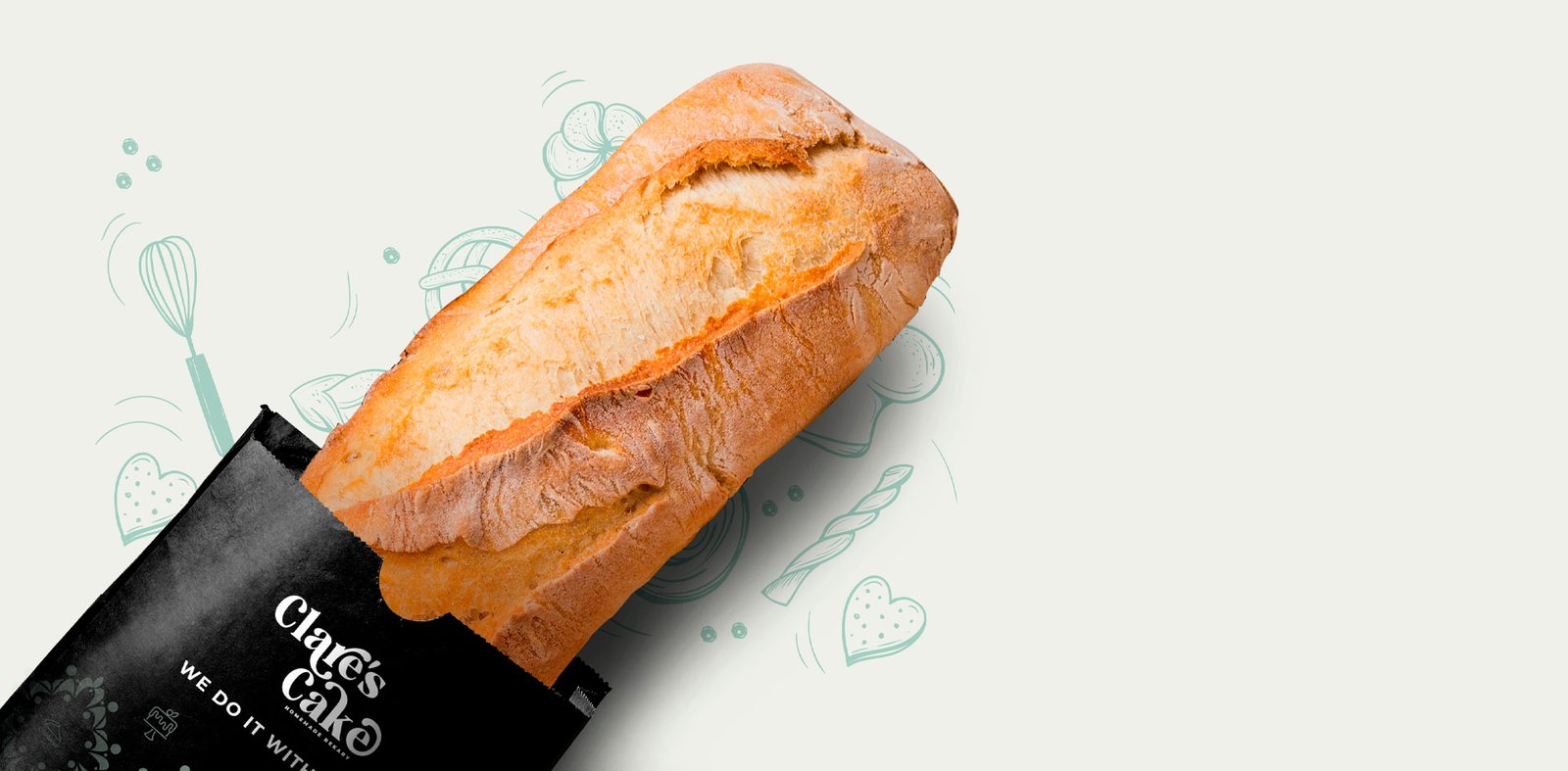 Elemento visual del branding de Clare’s Cake diseñado por Shai Branding Agencia