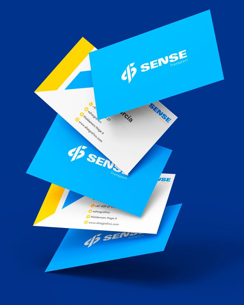 Material POP de SENSE Transport diseñado por Shai Branding Agencia